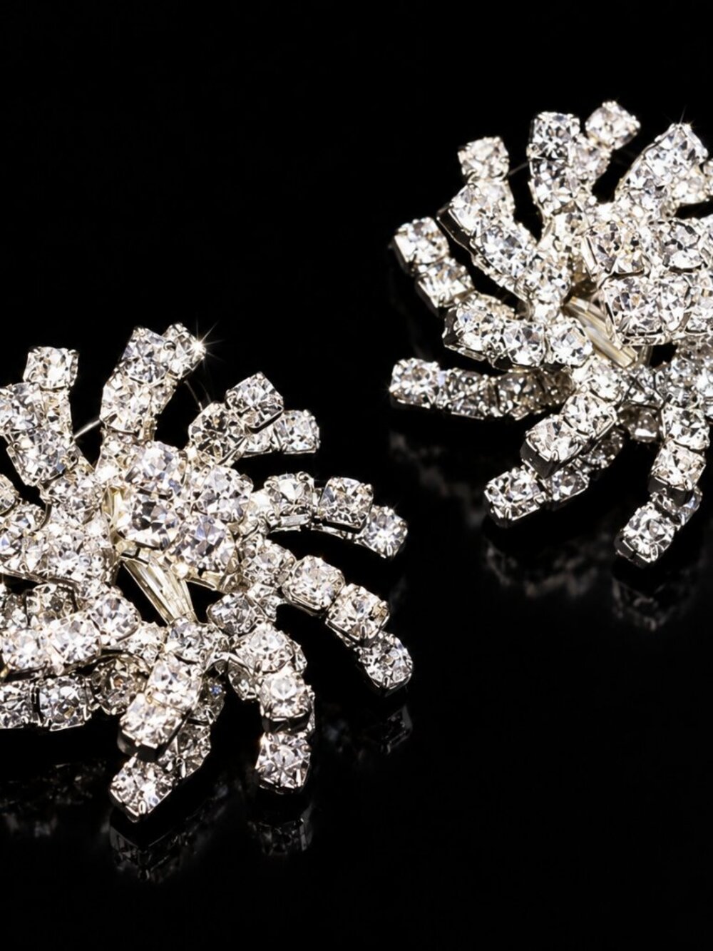 Vintage: Stardust Rhinestone Starburst Clip-On Earrings 1.25"